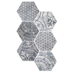 Carrelage hexagonal ANNANIN BIANCO-NERO ARS MIX-2 26,6x23- 0,50 m² Equipe