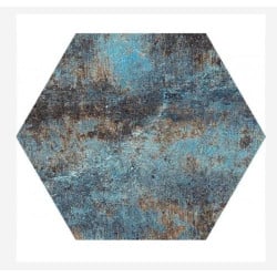 Carrelage hexagonal effet rouille bleu ALCHEMY BLUE NAT 25x30 cm - R10 - 0.935m² Apavisa