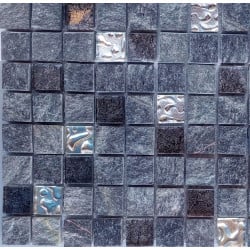 Malla Urales Negro - Mosaique marbre et verre 30x30cm - unité DISTRIMAT