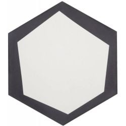 CIMI23 - CARREAU CIMENT HEXAGONE DECOR MODERNE ANTHRACITE / BLANC CASSE 16mm  - 0,48 m² Nanda Tiles