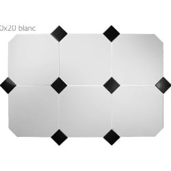 Carrelage 20x20 blanc octogone avec cabochons CERAME MAT B&W - 1.5m² 