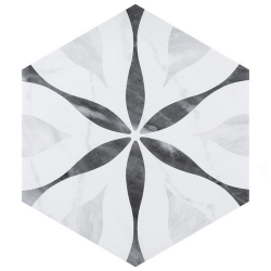 Carrelage hexagonal motif 17,5x20 BARDIGLIO FLOWER 23772 - 0.71m² 