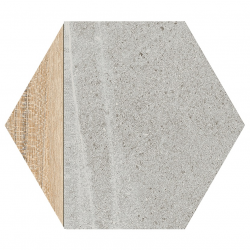 Carrelage hexagonal tomette effet pierre bois 23x26.6cm HEXAGONO LIGARD Gris- 0.504m² 