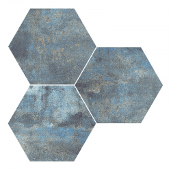Carrelage hexagonal effet rouille bleu ALCHEMY BLUE NAT 25x30 cm - R10 - 0.935m² 