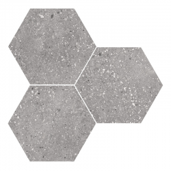 Carrelage hexagonal effet terrazzo WIND GREY NAT - 25x30 cm - R10 - 0.935m² 