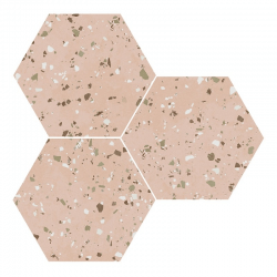Carrelage hexagonal effet terrazzo SOUTH PINK NATURAL 25x30 cm - R10 - 0.935m² 