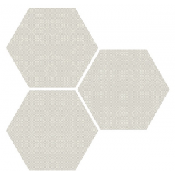 Carrelage hexagonal décoré style rétro PUNTO CROCE WHITE 25x30 - 0.935m² Vives Azulejos y Gres