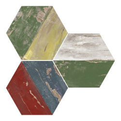 Carrelage hexagonal imitation bois vieilli multicolor - Karacter vintage natural hexagon 25x30cm - R10 - 0.935m² Equipe