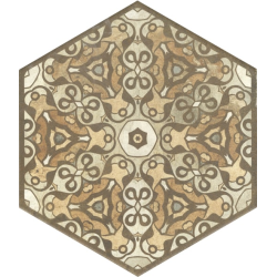 Carrelage hexagonal imitation terre décors mix - 25x29 cm TERRE STAMP HEXAGONE - R9 - 0.935m² Bati Orient