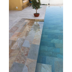 Carrelage piscine effet pierre naturelle SAHARA MIX 30x60 cm R9 - 1.44 m² Savoia