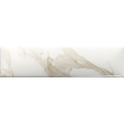 Faïence rectangulaire bombée aspect marbre BOMBATO ANJAR GOLD 7,5X30 - 0,54 m² 