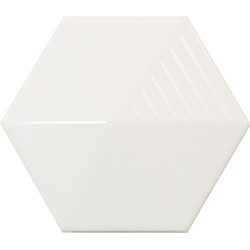 Faïence hexagonale décorée à relief MAFINGA UMBRELLA WHITE 12,4X10,7 cm - 0,36 m² Equipe