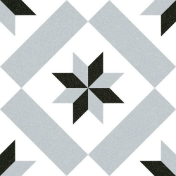 Carrelage imitation ciment étoile grise et noire 20x20 cm CALVET - 1m² Realonda