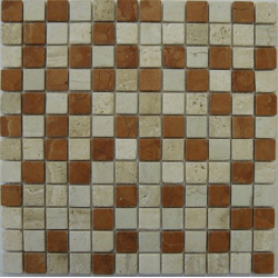 Mosaique marbre creme rosso 2.3x2.3 cm - unité Barwolf