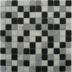 Mosaique marbre noir gris blanc 2.3x2.3 cm - unité 