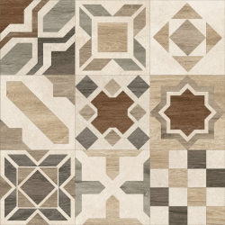 Carrelage parquet à motif ciment rect. PHUKET MIX IVORY R10 60x60 cm - 1.08m² Arcana