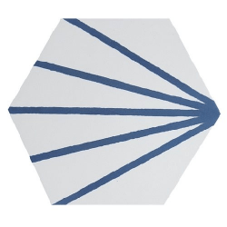 Tomette blanche à rayure bleu motif dandelion MERAKI LINE AZUL 19.8x22.8 cm - 0.84m² Equipe