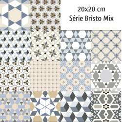 Carrelage imitation ciment mix 20x20 cm BISTRO - 1m² 