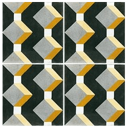 Carreau de ciment cube jaune gris noir géométrique 20x20 cm ref1170-1 - 0.48m² 