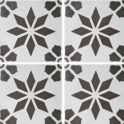 Carreau de ciment décor étoile fleur grise 20x20 cm ref7190-1 - 0.48m² 