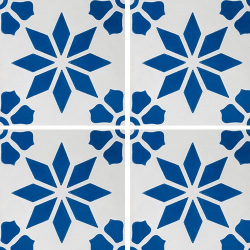 Carreau de ciment décor étoile fleur bleue 20x20 cm ref7190-2 - 0.48m² 