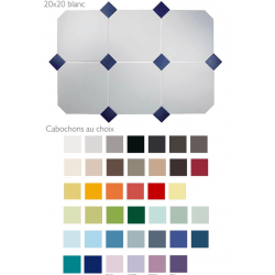 Carrelage 20x20 blanc octogone avec cabochons CERAME MAT B&W - 1.5m² 