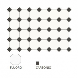 Carrelage 10x10 mat octogone blanc Fluoro avec cabochons - 1m² 