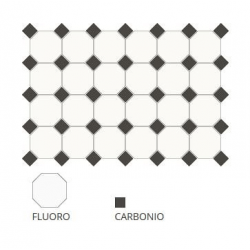 Carrelage 10x10 mat octogone blanc Fluoro avec cabochons - 1m² Realonda