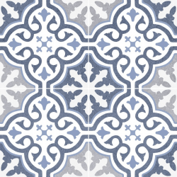 Carrelage imitation ciment rosace bleu OLD SCHOOL BRIANA MARINE 45x45 cm - 1.42m² 