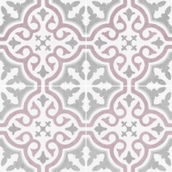 Carrelage imitation ciment rosace lie de vin OLD SCHOOL BRIANA ROSE 45x45 cm - 1.42m² 