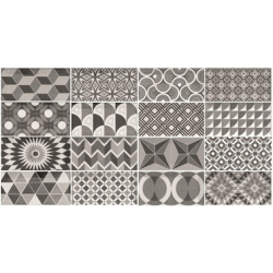 Carrelage METRO 21396 décor ciment PATCHWORK Noir et Blanc 7.5x15 cm - 0.5m² Nanda Tiles