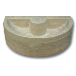 Demi vasque pierre travertin beige avec trou de robinet 42x26x12 cm 