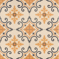 Carrelage style ancien orangé GALES DECO 44x44 cm - 1.37m² 