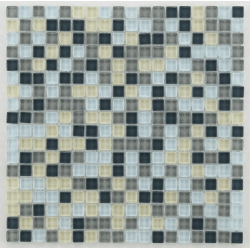 Mosaique salle de bain grise Glasmosaik silver grey mix 1.5x1.5 cm - 30x30 - unité 