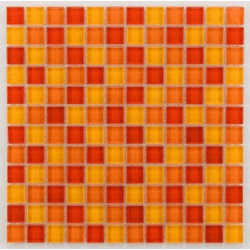 Mosaique salle de bain Glasmosaik orange 2.3x2.3 cm - 30x30 - unité Barwolf