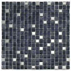 Mosaique salle de bain Glas metall noir 1.5x1.5 cm - 30x30 - unité 