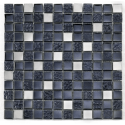 Mosaique noire Glas metall noir 2.3x2.3 cm - 30x30 - unité 