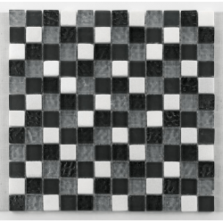 Mosaique gris noir blanc Glasnaturstein tuscany silver grey 2.3x2.3 cm - 30x30 - unité 