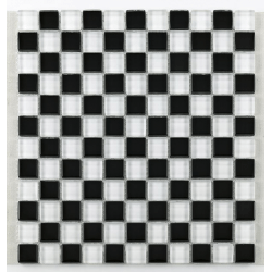 Mosaique salle bain Glasnaturstein noir et blanc 2.3x2.3 cm - 30x30 - unité 