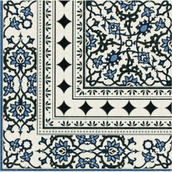 Carrelage azulejos fleurs bleues ORLY DECO ESQUINA (angle) 44x44 cm - unité 