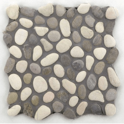 Mosaique galet blanc gris et rosé 30x30 cm - unité 