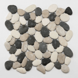 Mosaique sol et mur galet blanc noir et rosé 30x30 cm PM-0006 - unité 