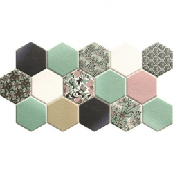 Carrelage tomette décorée style ciment pastel vert 26.5x51 cm HEX NOUVEAU GREEN - 0.95m² 