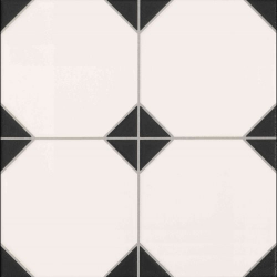 Carrelage mur et sol imitation octogonal à cabochon 33x33 cm OCTO BLACK & WHITE - 1m² Equipe