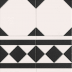 Carrelage à cabochon 33x33 cm OCTO BLACK & WHITE CENEFA bord droit - 1m² 
