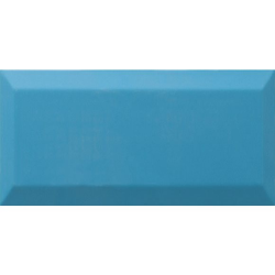 Carrelage Métro biseauté Teal bleu céruléen brillant 10x20 cm - 1m² 