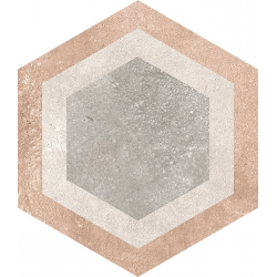 Carrelage hexagonal tomette décor 23x26.6cm BUSHMILLS - 0.504m² Vives Azulejos y Gres