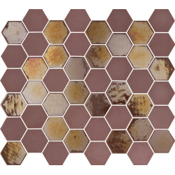 Mosaique mini tomette hexagonale rouge bordeaux 33x29.8 cm SIXTIES BURGUNDY - 1m² Togama