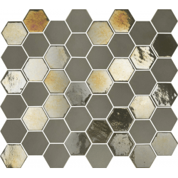 Mosaique mini tomette hexagonale beige nuancé 25x13mm SIXTIES TAUPE - 1m² 