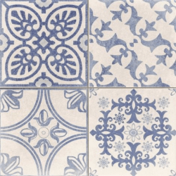 Carrelage style ciment blanc et bleu SKYROS DECO BLANCO 44x44 cm - 1.37m² Realonda